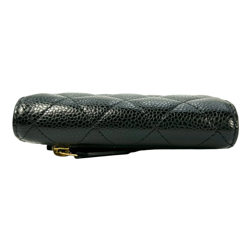CHANEL Matelassé Caviar Leather Classic Flap Compact Wallet - Black 