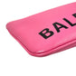 BALENCIAGA Ville Logo Leather Pouch Clutch Bag - Pink