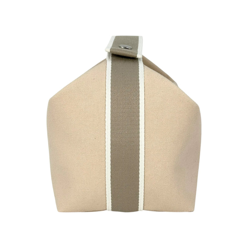 HERMES Bridesmaid Black GM Cotton Canvas Pouch - Beige