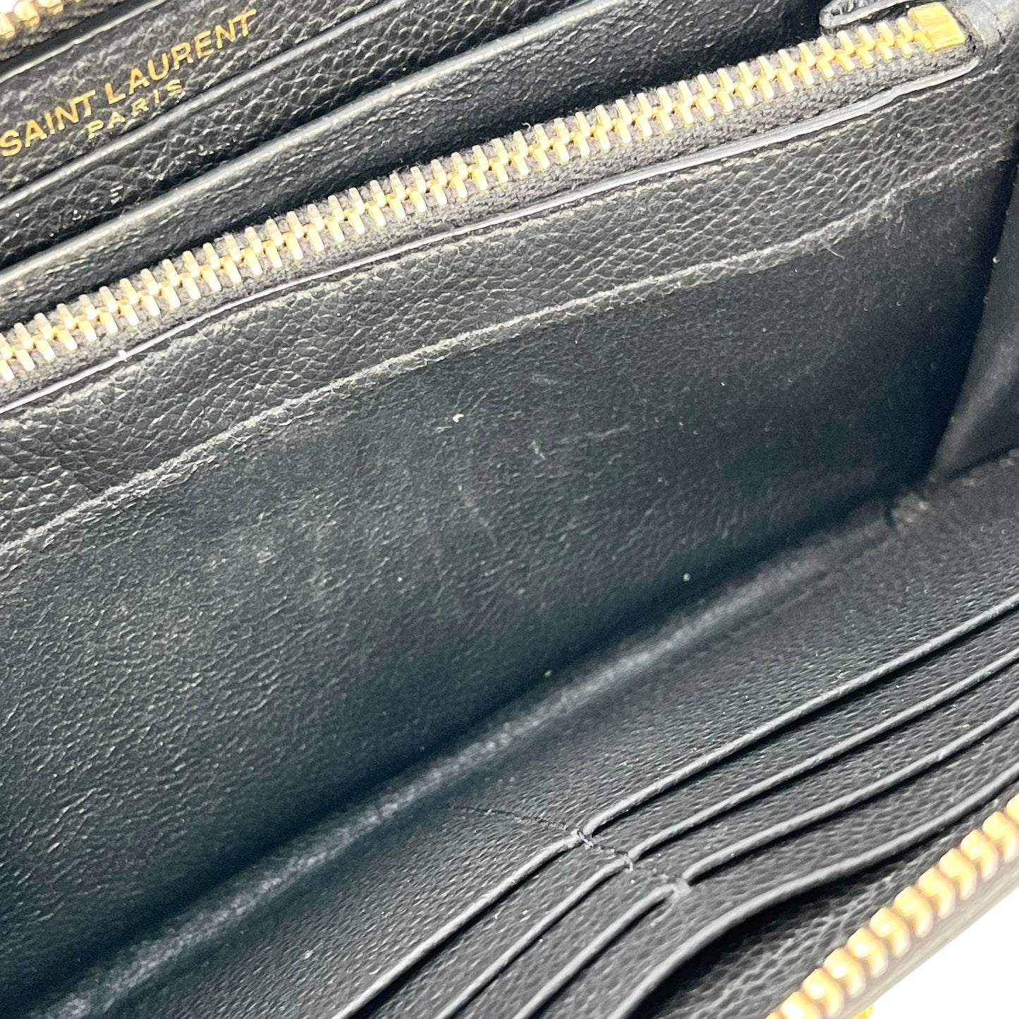 Saint Laurent YSL logo leather Round zip wallet