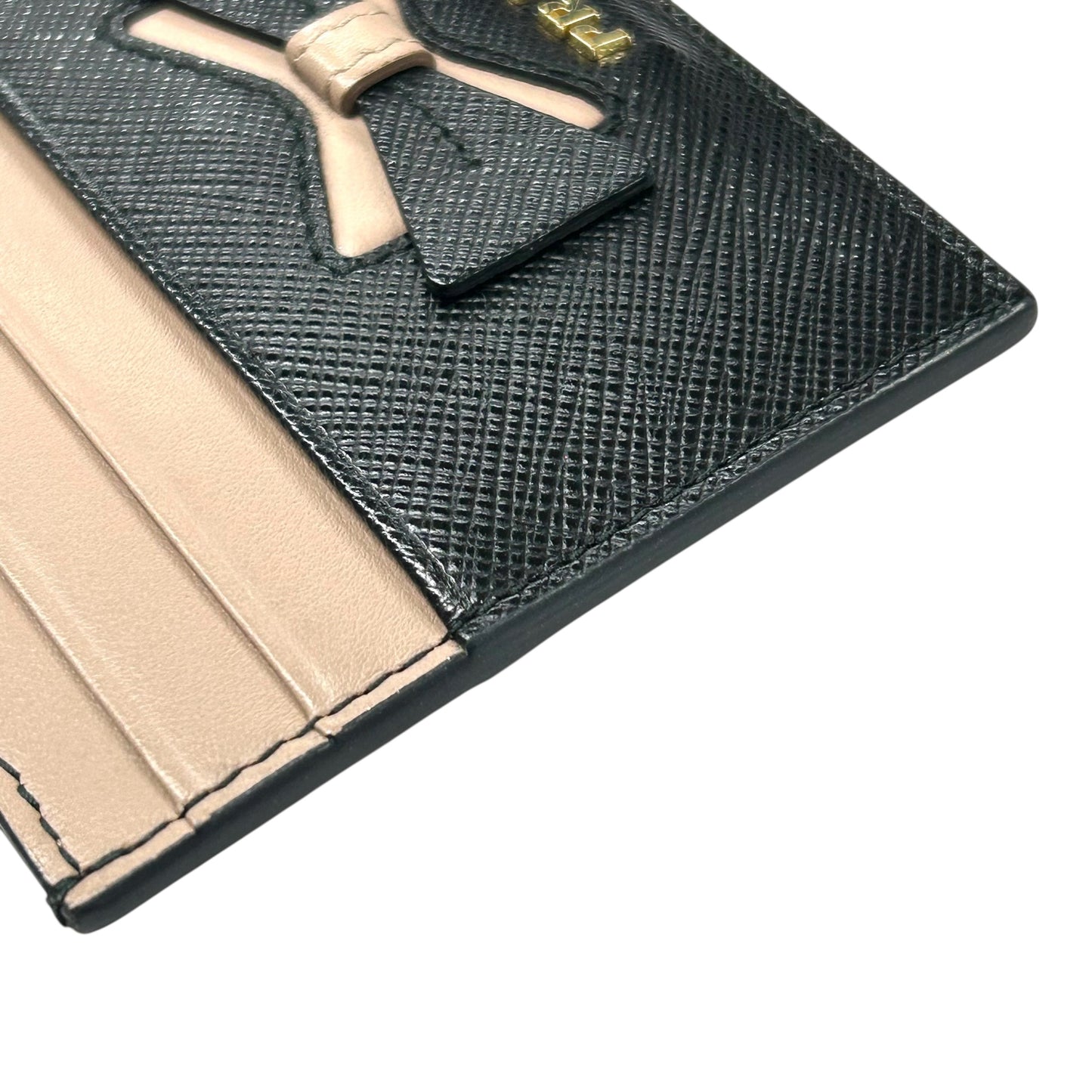 PRADA Saffiano Card Case - Pink × Black