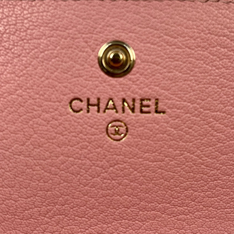 CHANEL Caviar Skin Bi-Fold Long Wallet - Pink