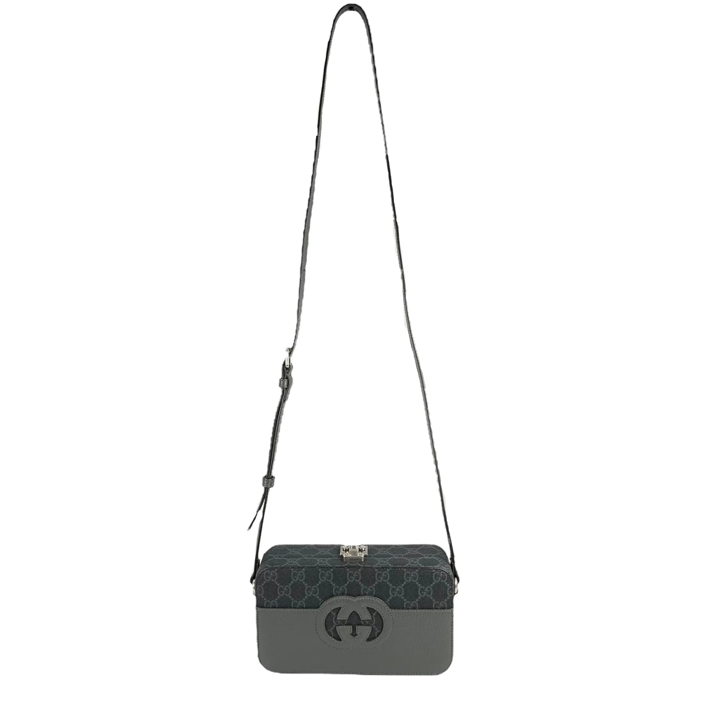 GUCCI GG Supreme Small Faux Leather Cross Body Bag - Gray