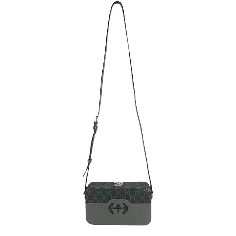 GUCCI GG Supreme Small Faux Leather Cross Body Bag - Gray