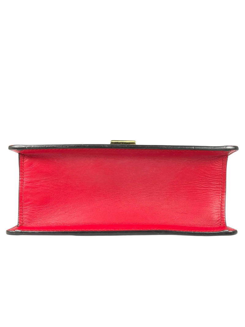 GUCCI Sylvie Chain Mini Hand Bag Shoulder Bag - Red