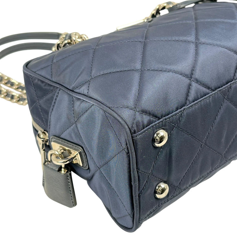 PRADA Nylon Quilting Chain Shoulder Bag - Navy