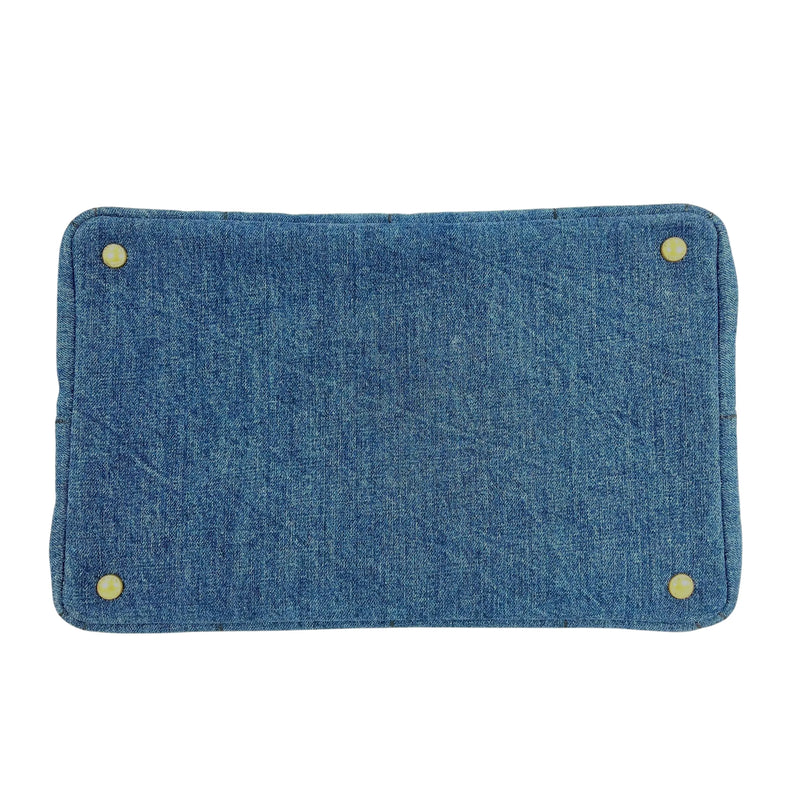 PRADA Canapa Denim Tote Bag Hand Bag - Blue