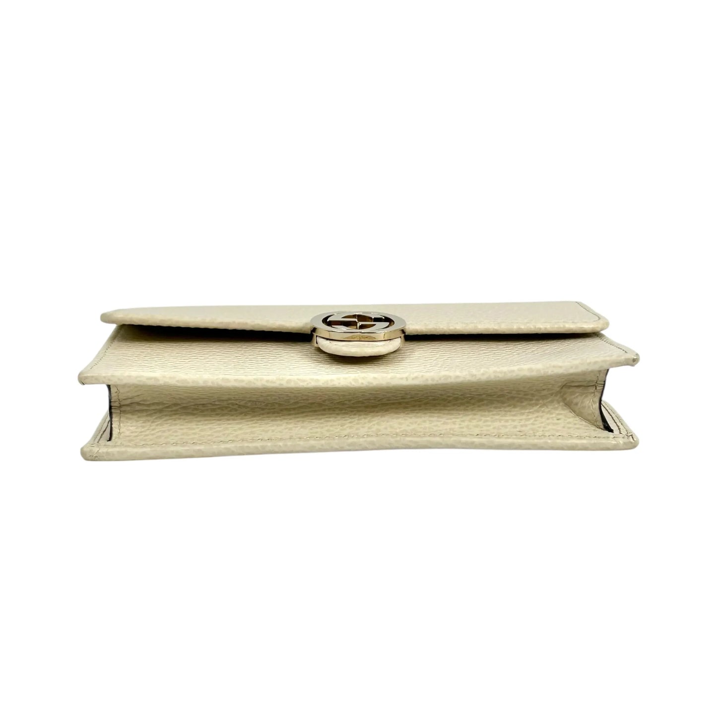 GUCCI Interrocking G Chain Wallet Shoulder Bag - Cream White