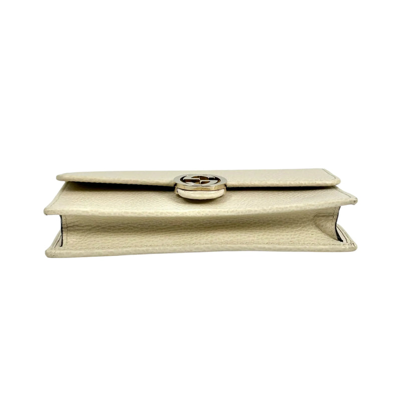 GUCCI Interrocking G Chain Wallet Shoulder Bag - Cream White