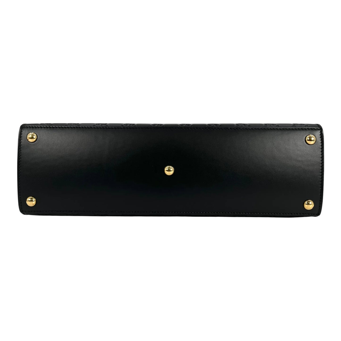 GUCCI Guccissima Padlock Top Handle Leather Hand Bag - Black