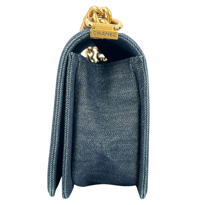 CHANEL Boy Flap Bag Chain Shoulder Bag - Navy