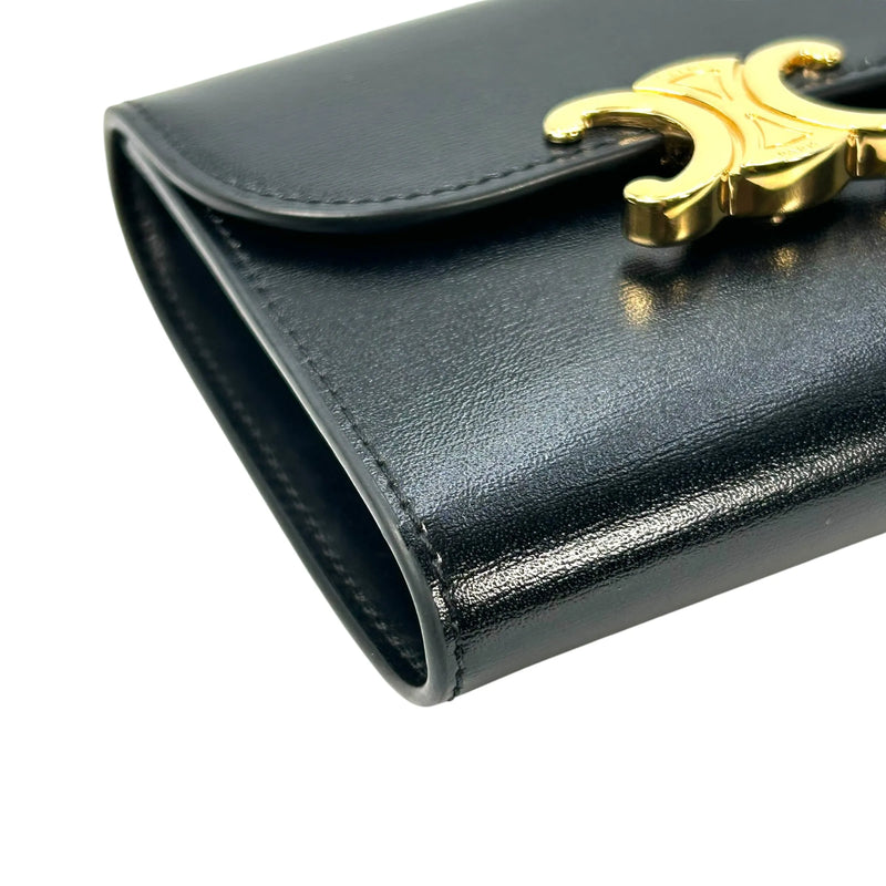 CELINE Triomphe Compact Wallet - Black