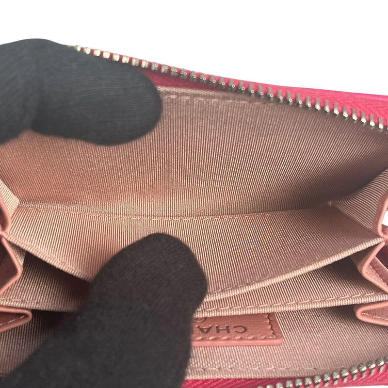 CHANEL Camellia Embossed Coin Case - Pink
