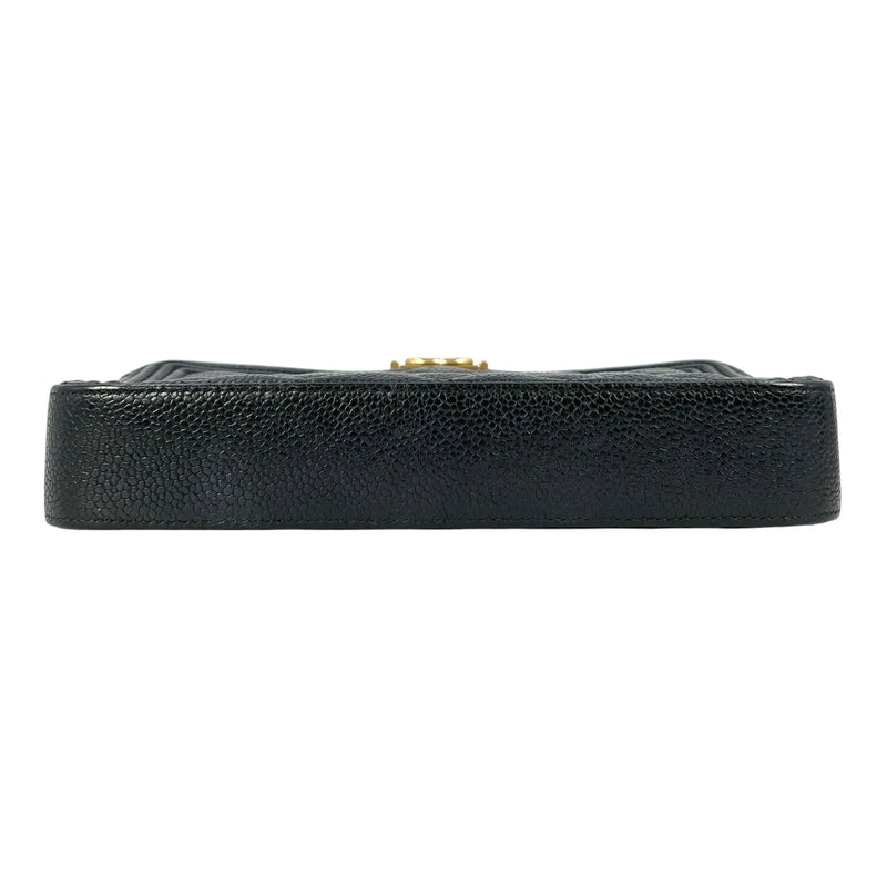 CHANEL Caviarskin Boy Double Zip Around Chain Wallet - Black