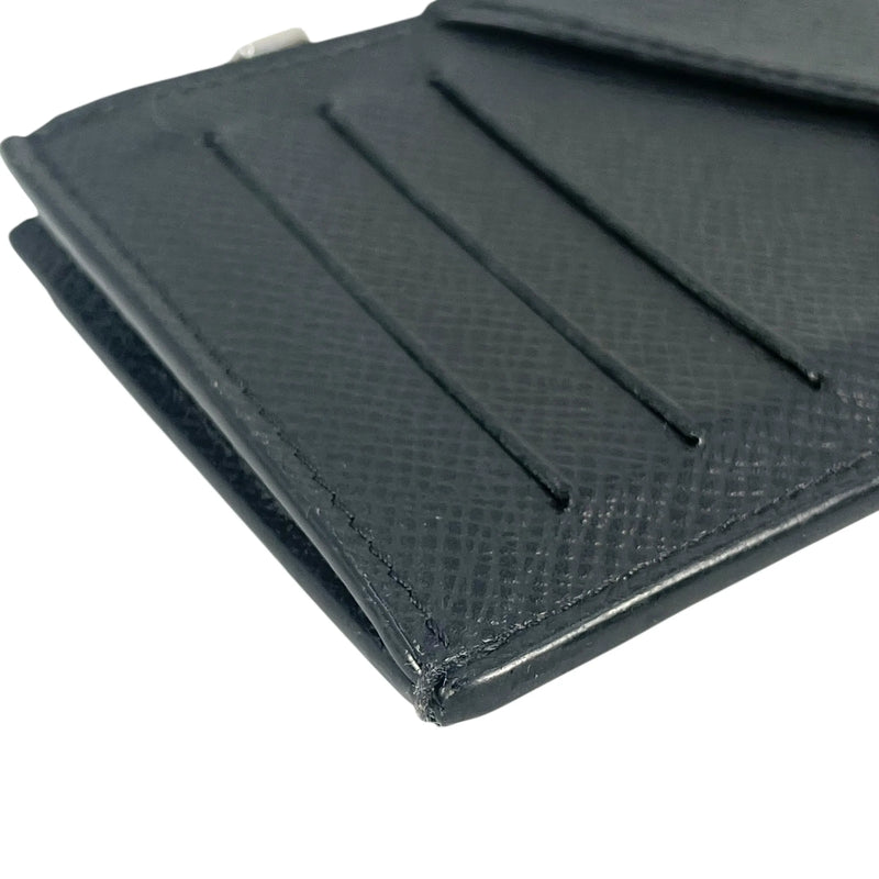 LOUIS VUITTON Taiga Leather Card Case and Coin Purse - Black 