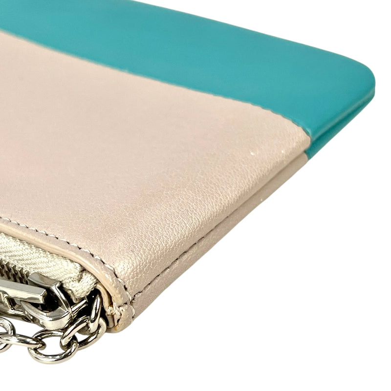 CELINE Two-Tone Key Ring Coin Case - Gray and Blue 