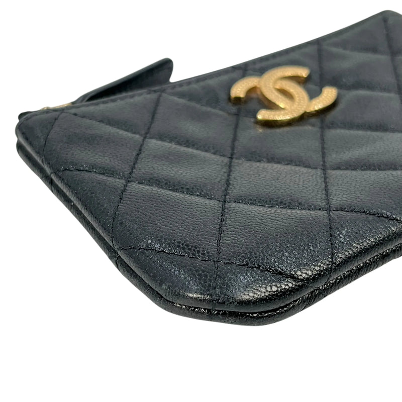 CHANEL Caviar Leather Classic Zip Coin Case - Black 