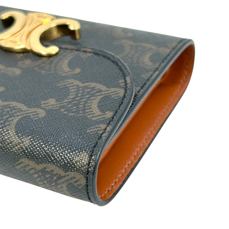 CELINE Triomphe Canvas Small Flap Compact Wallet - Dark Brown 