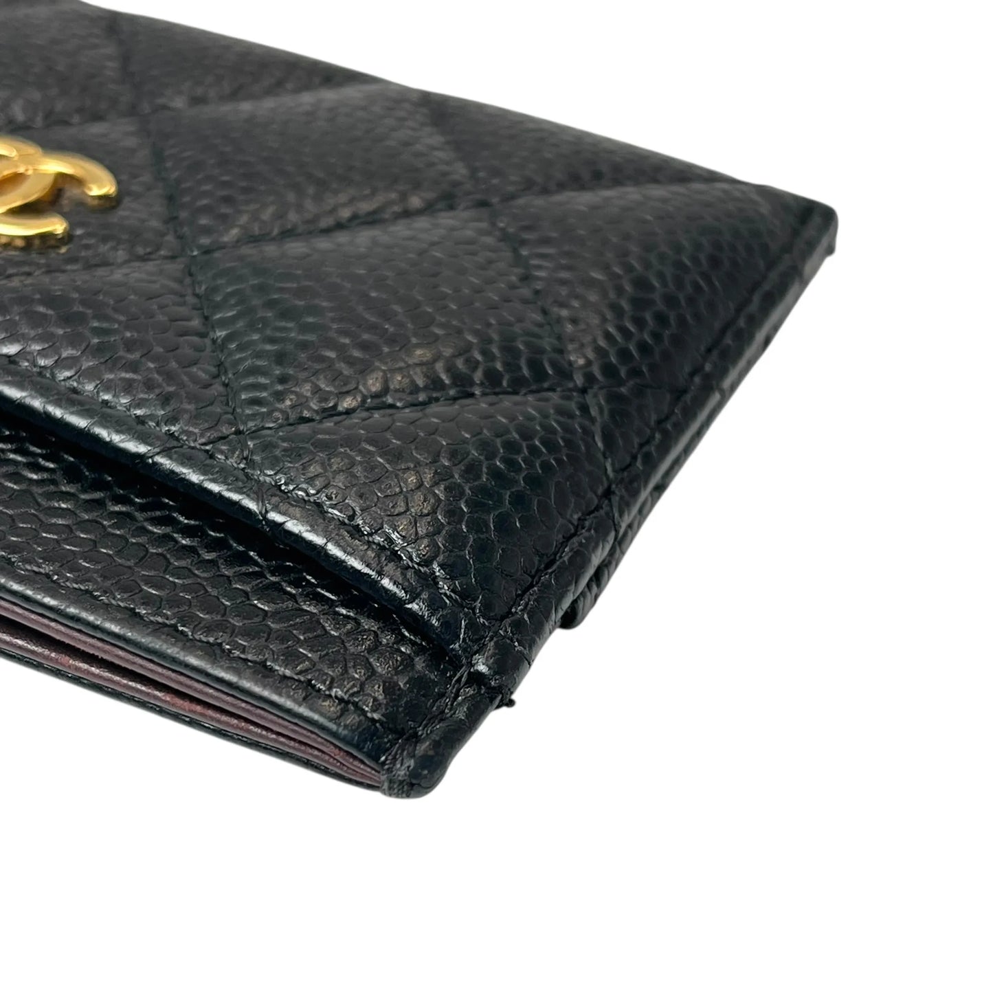 CHANEL Matelasse Caviar Leather Card Case - Black 