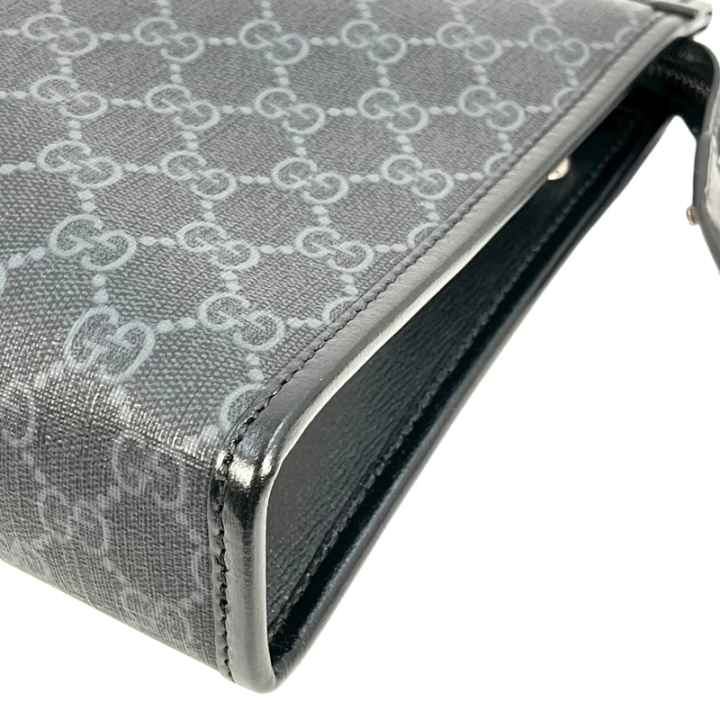GUCCI GG Supreme Canvas Interlocking G Clutch Bag - Black 