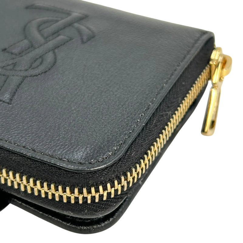 SAINT LAURENT カサンドラ ラウンドジップ レザー コンパクトウォレット - ブラック