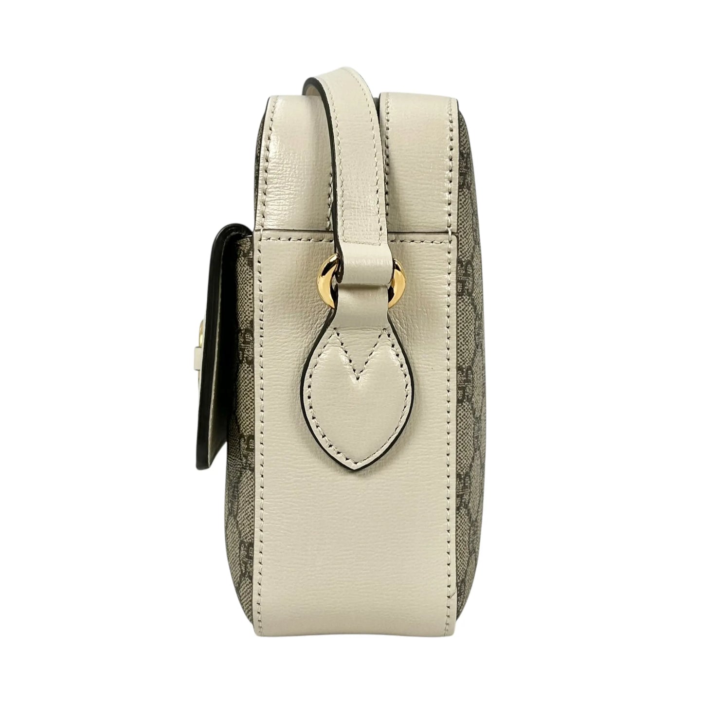 GUCCI ホースビット GGスプリーム キャンバス ショルダーバッグ - ブラウン × ホワイト