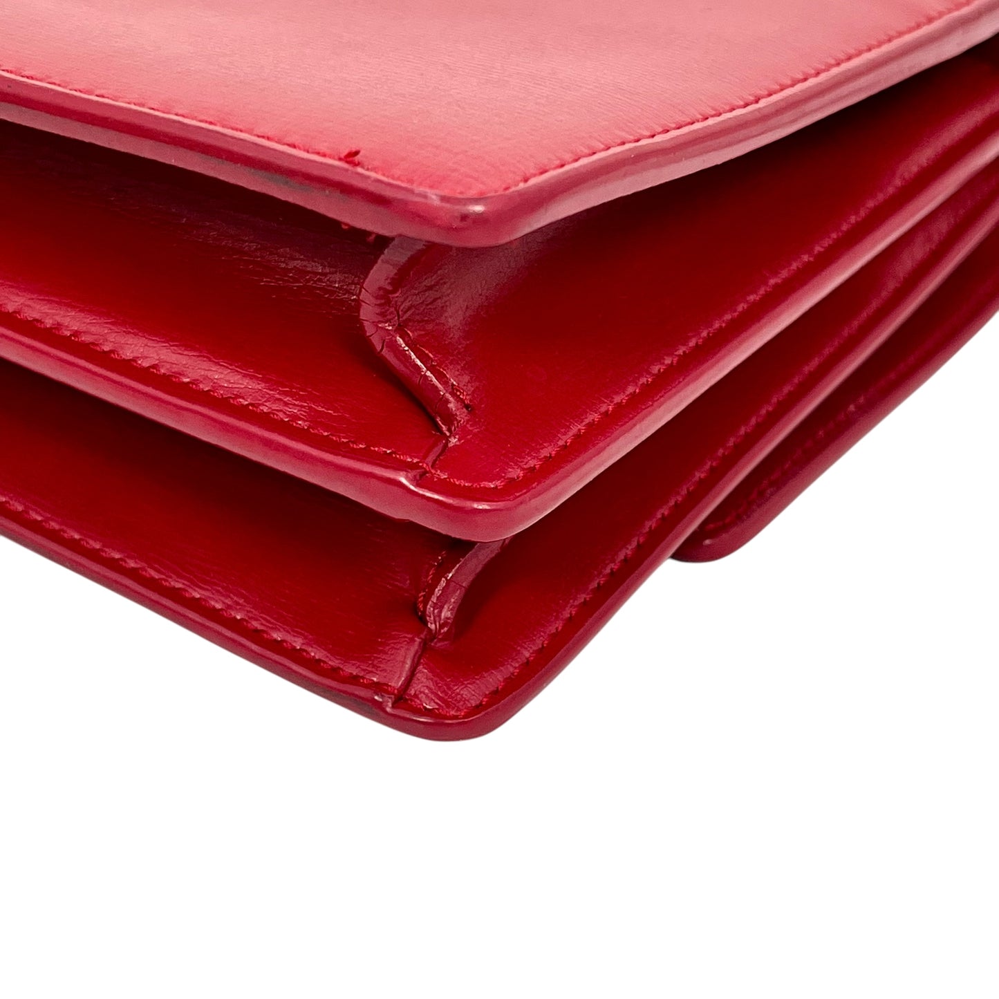 Salnt Laurent Sunset Leather Chain Shoulder Bag Red