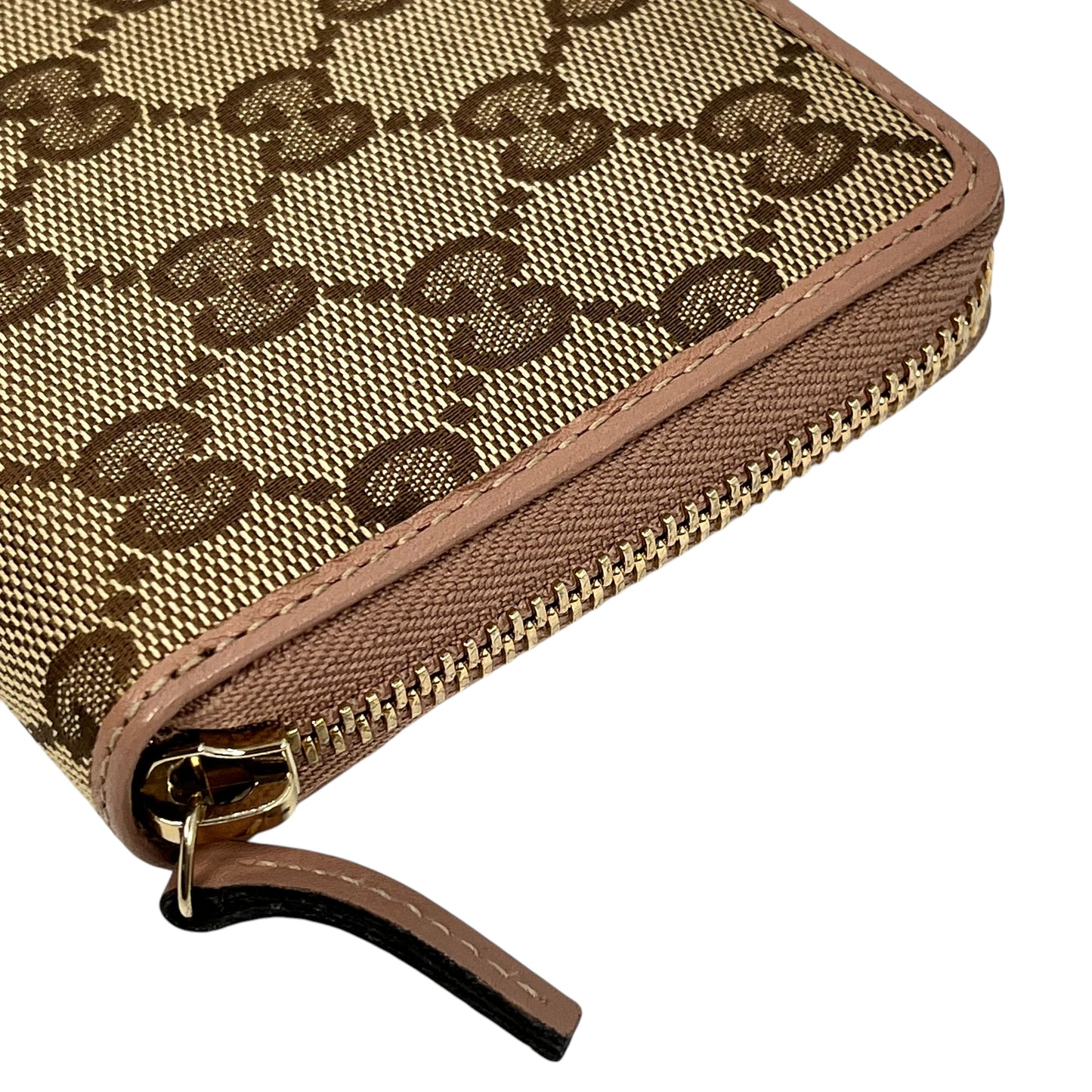 GUCCI GG Canvas Ribbon Round Zip Long Wallet