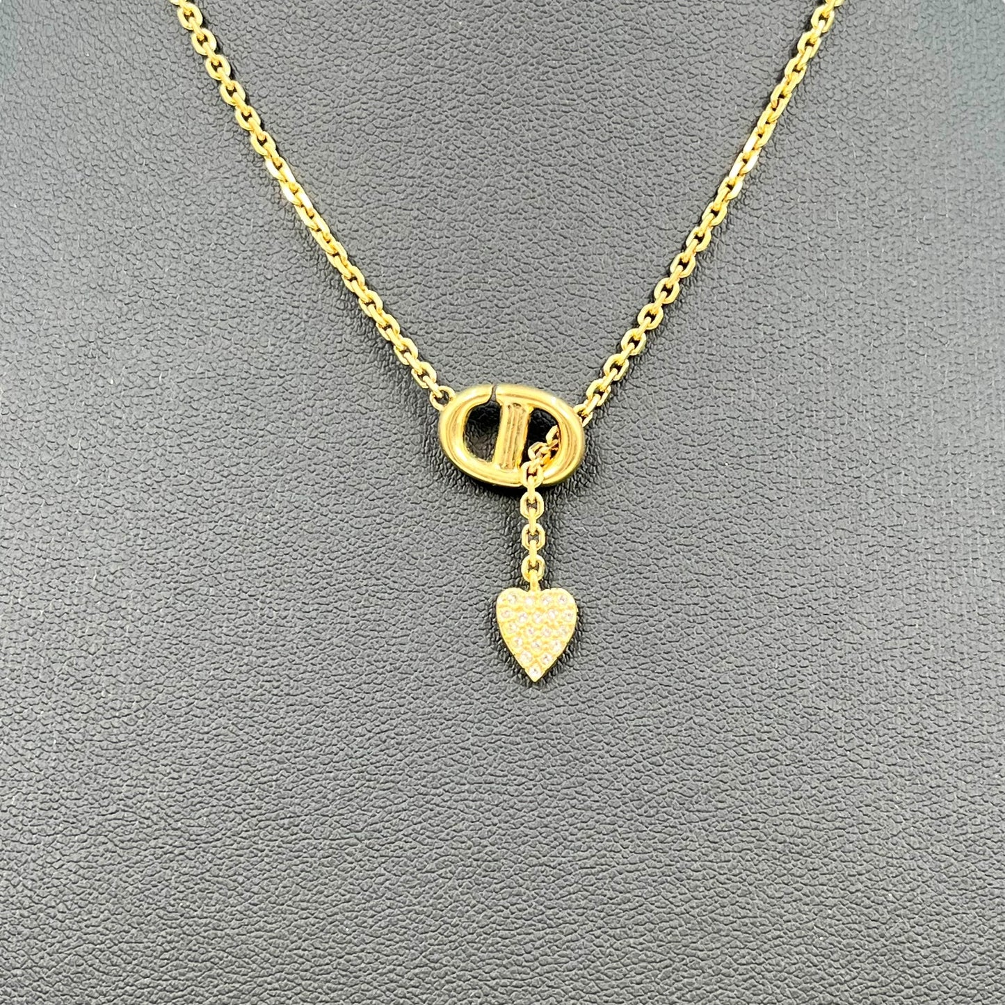 Dior CD Necklace Crystal Heart Charm
