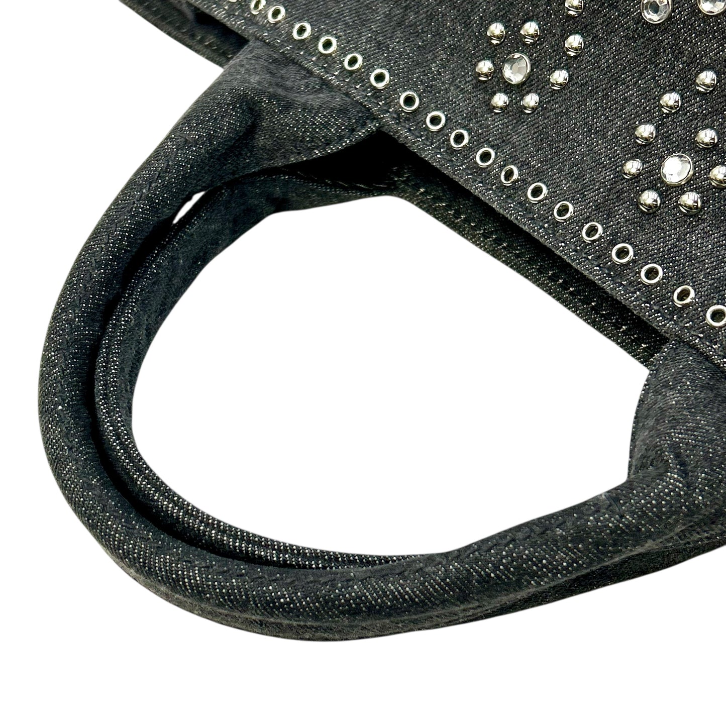 PRADA Canapa Rhinestone Hand Bag - Charcoal Gray