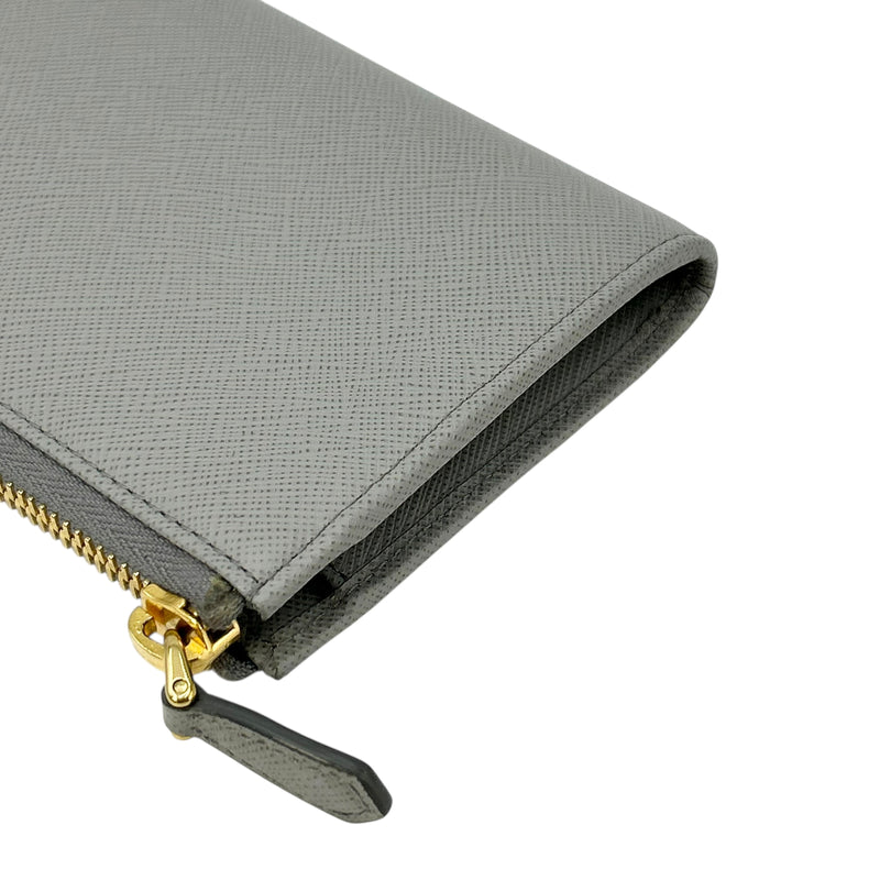 PRADA Saffiano Leather Metal Long Wallet