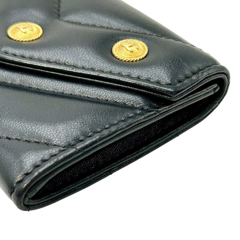 CHANEL V-Stich Lambskin Card Case Compact Wallet - Black