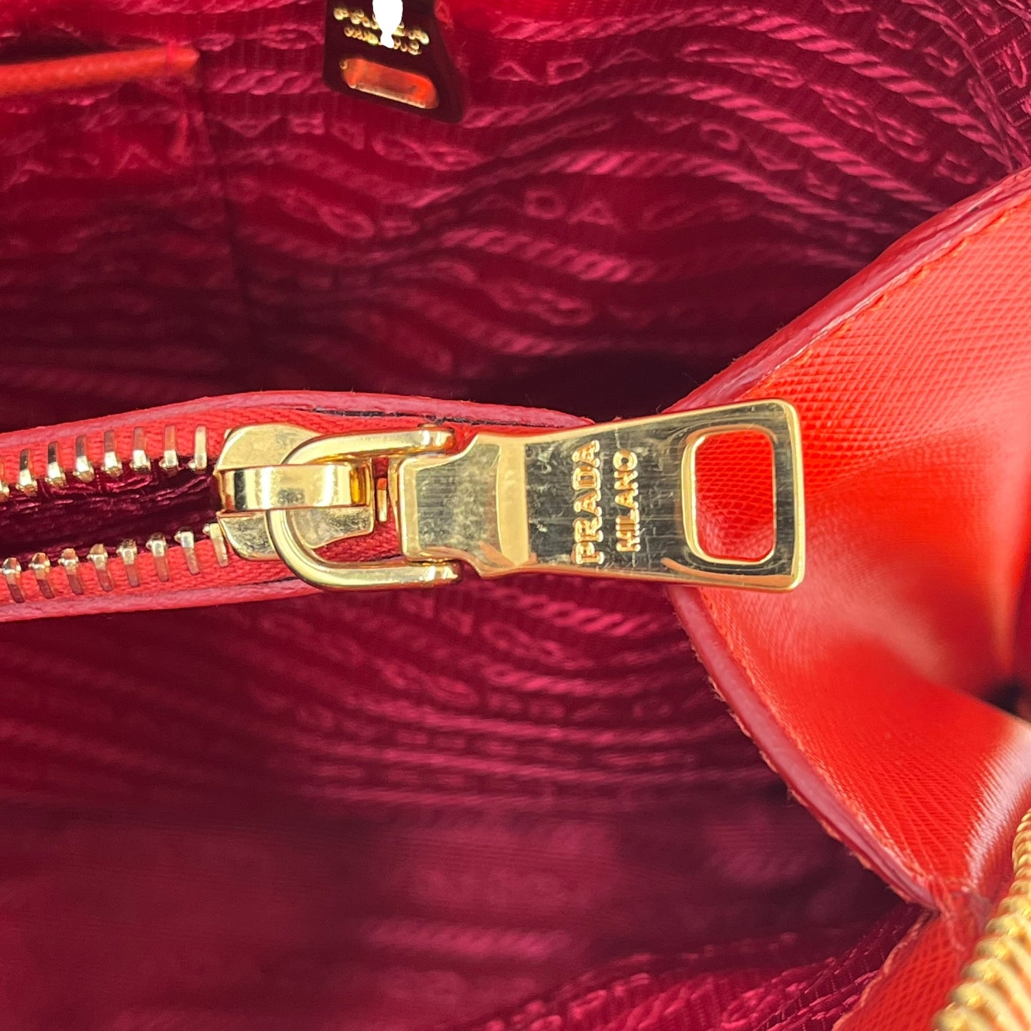 PRADA Galleria Saffiano Leather Hand Bag - Red