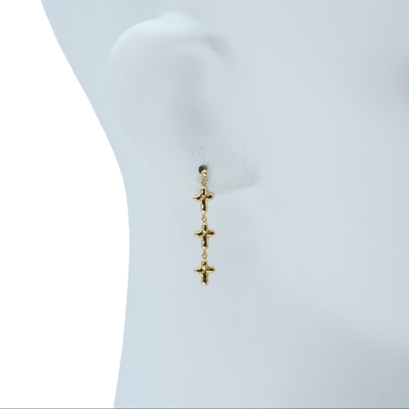 K18 Yellowgold Triple Cross Earring