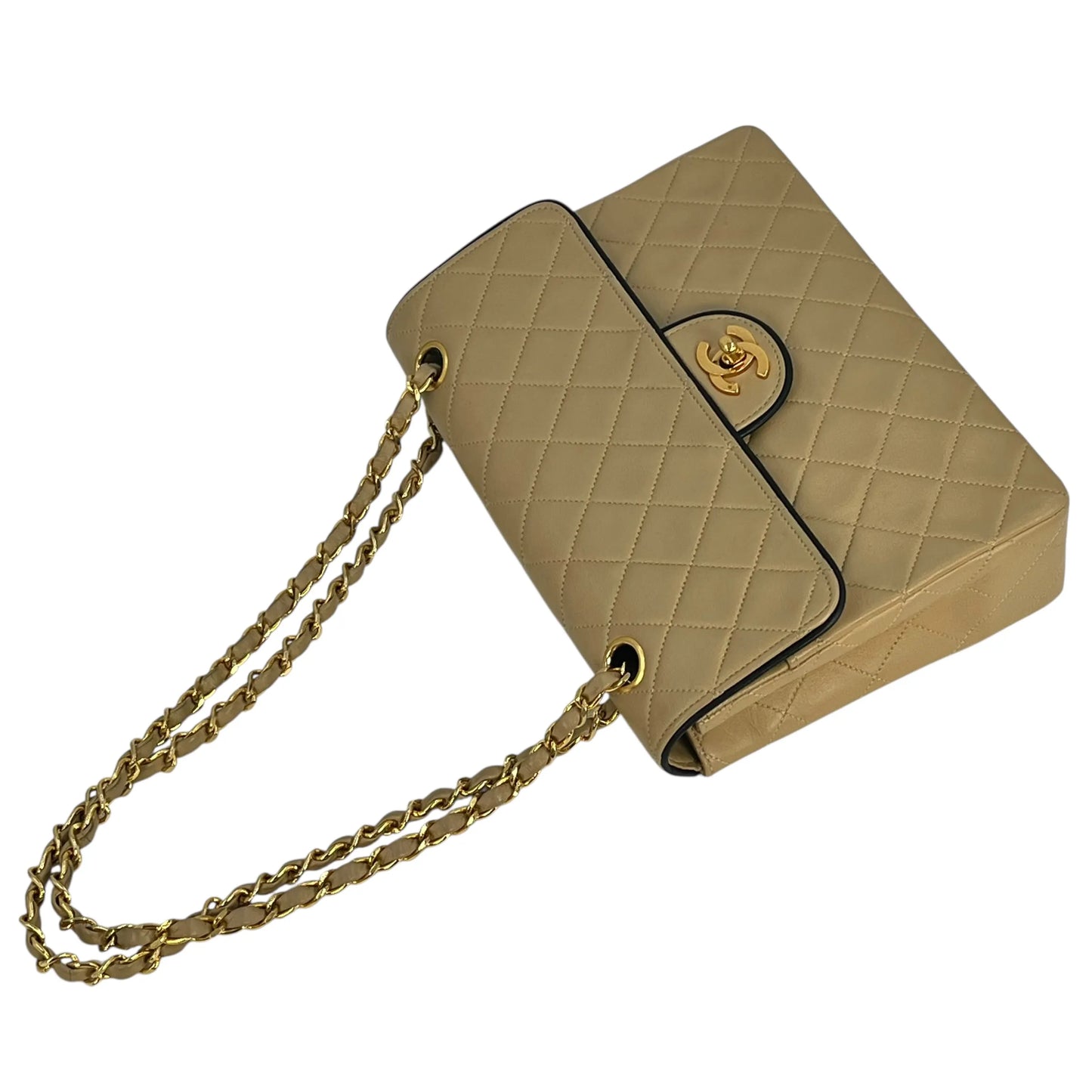 CHANEL 2.55 East West Matelasse Chain Shoulder Bag - Beige