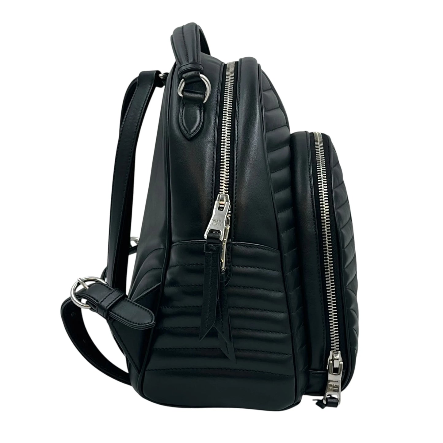 PRADA Diagramme Leather Backpack - Black