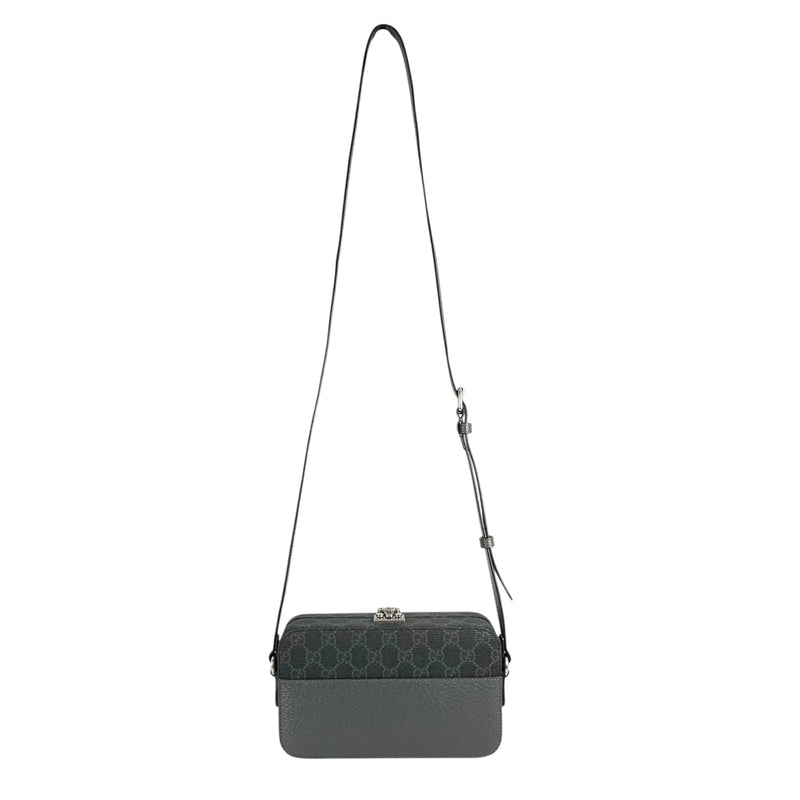 GUCCI GG Supreme Small Faux Leather Cross Body Bag - Gray