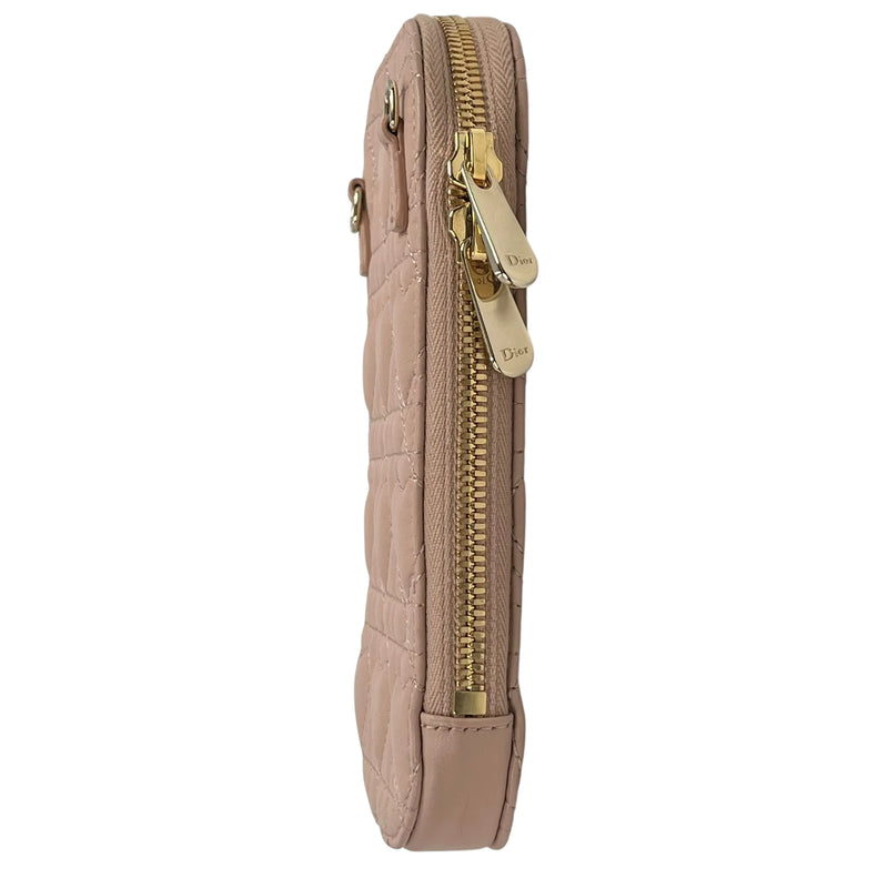 Dior Lady Dior Call’in Phone Case Cannage Lambskin Shoulder Bag - Pink