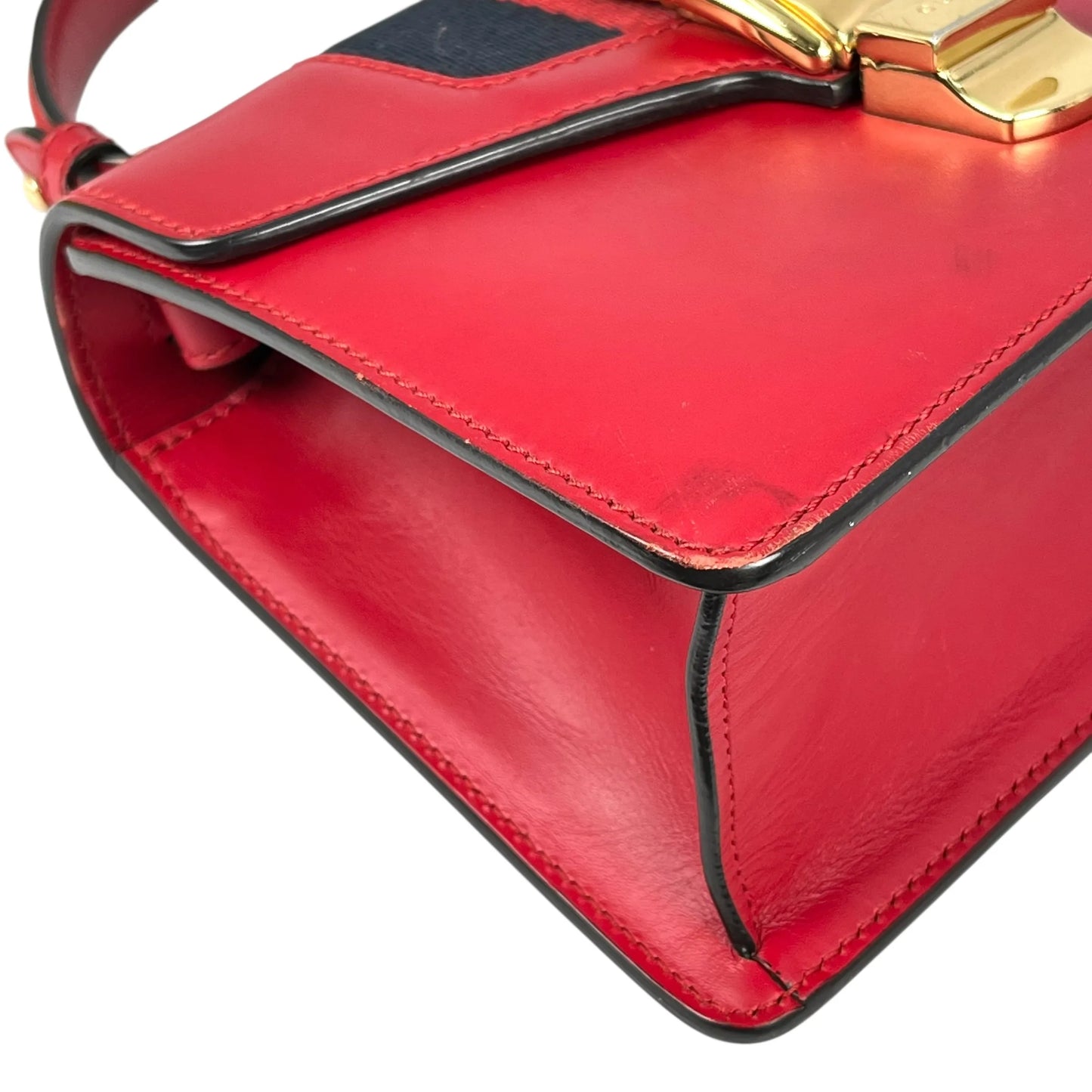 GUCCI Sylvie Chain Mini Hand Bag Shoulder Bag - Red