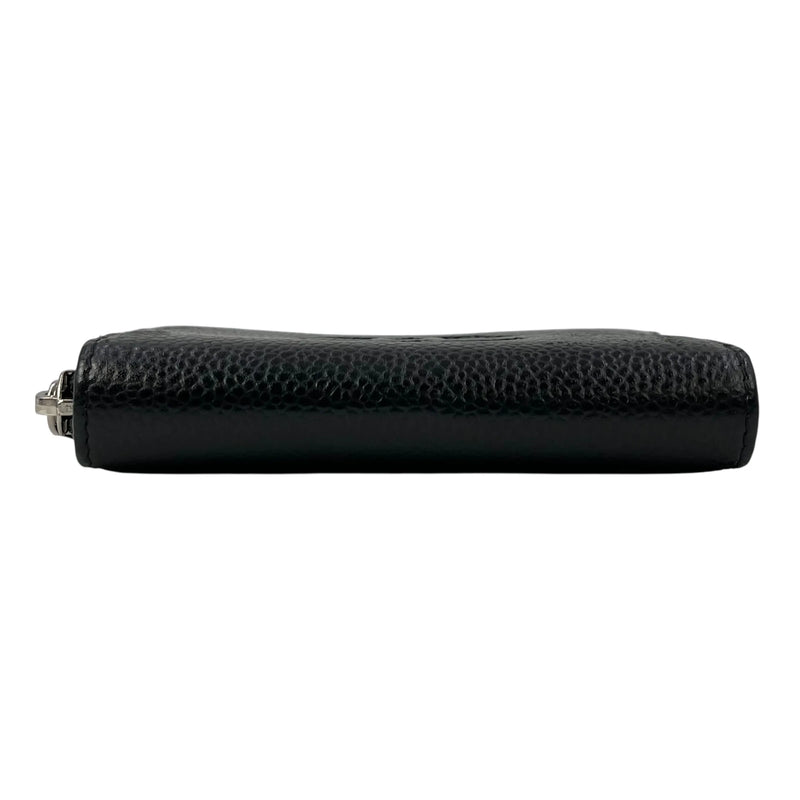 CHANEL CC Logo Caviarskin Zippy Card Case - Black
