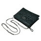 Dior Caro Diamond Calfskin Zipped Pouch With Chain Wallet Shoulder Bag - Black