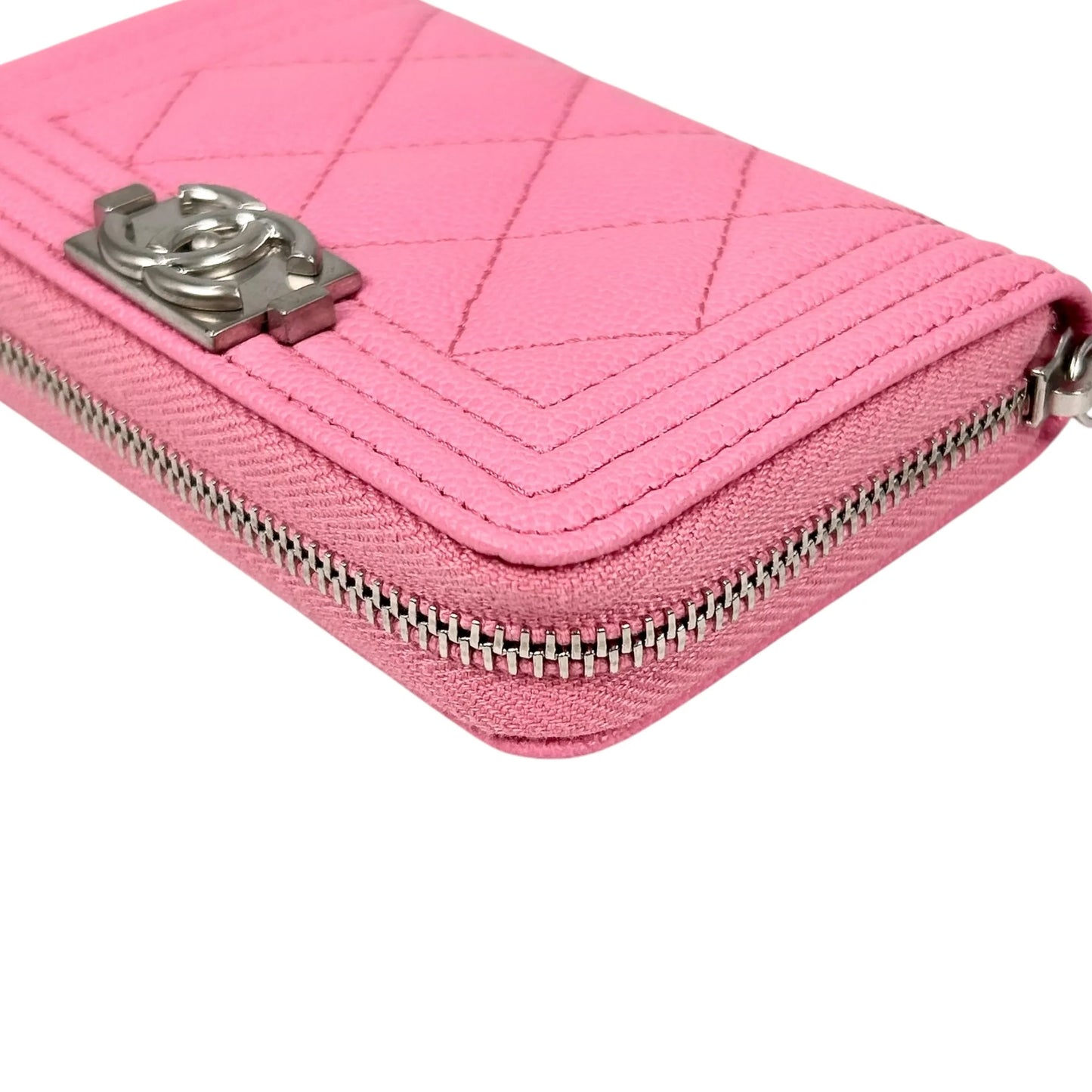 CHANEL Boy Chanel Zippy Coin Case Compact Wallet - Pink