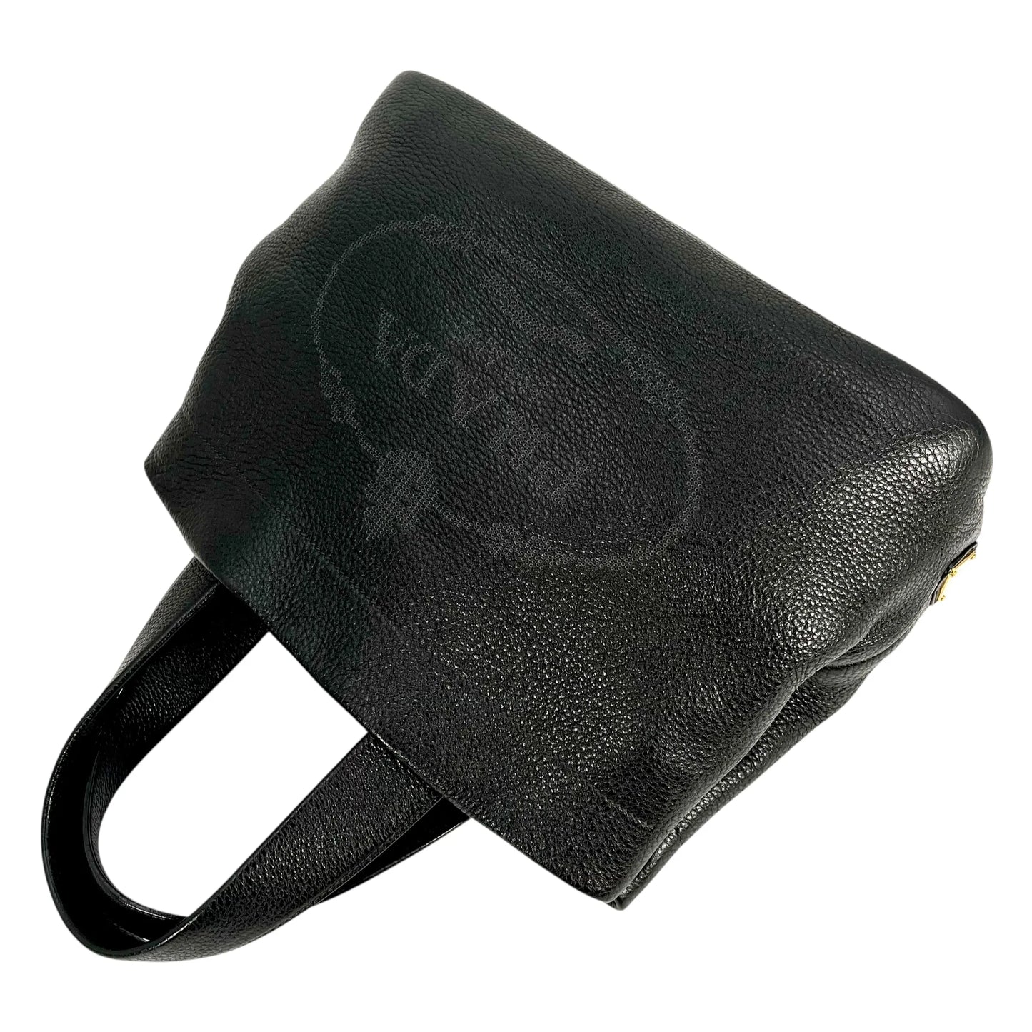 PRADA Punching Logo Hand Bag Leather - Black