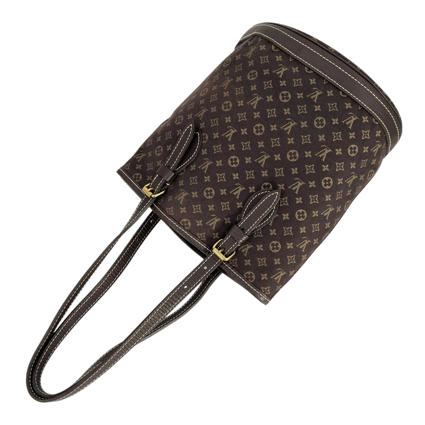 Louis Vuitton Monogram Mini Lin Bucket Bag Hand Bag - Darkbrown