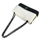 CHANEL Double Flap Bag Calf Chain Shoulder Bag - Black / White