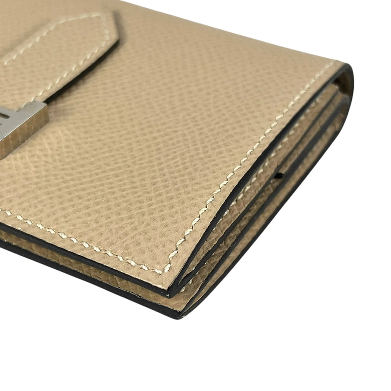 HERMES Bean Mini Business Card Holder Compact Wallet - Beige