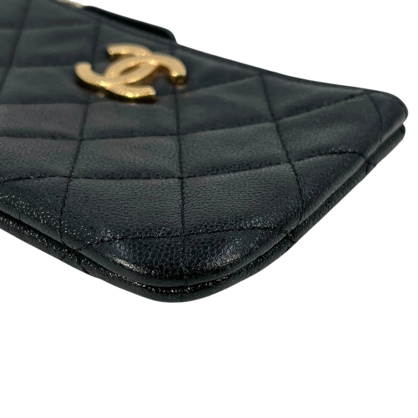 CHANEL Caviar Leather Classic Zip Coin Case - Black 