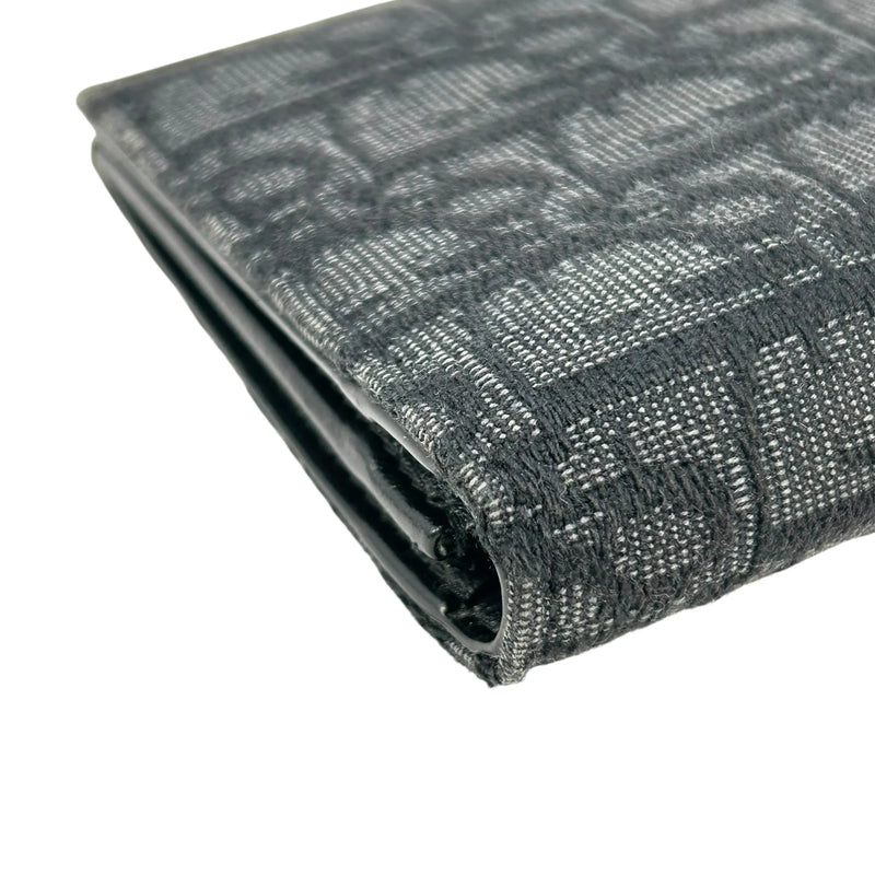 Christian Dior Oblique Jacquard Vertical Long Wallet - Black 