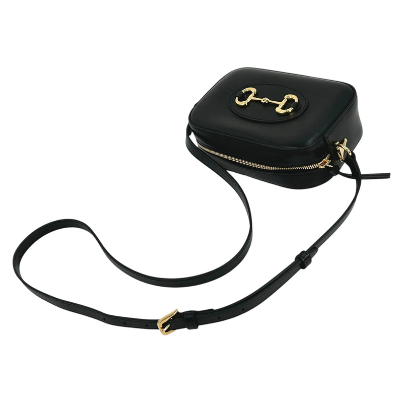 GUCCI Horsebit 1955 Leather Small Shoulder Bag - Black