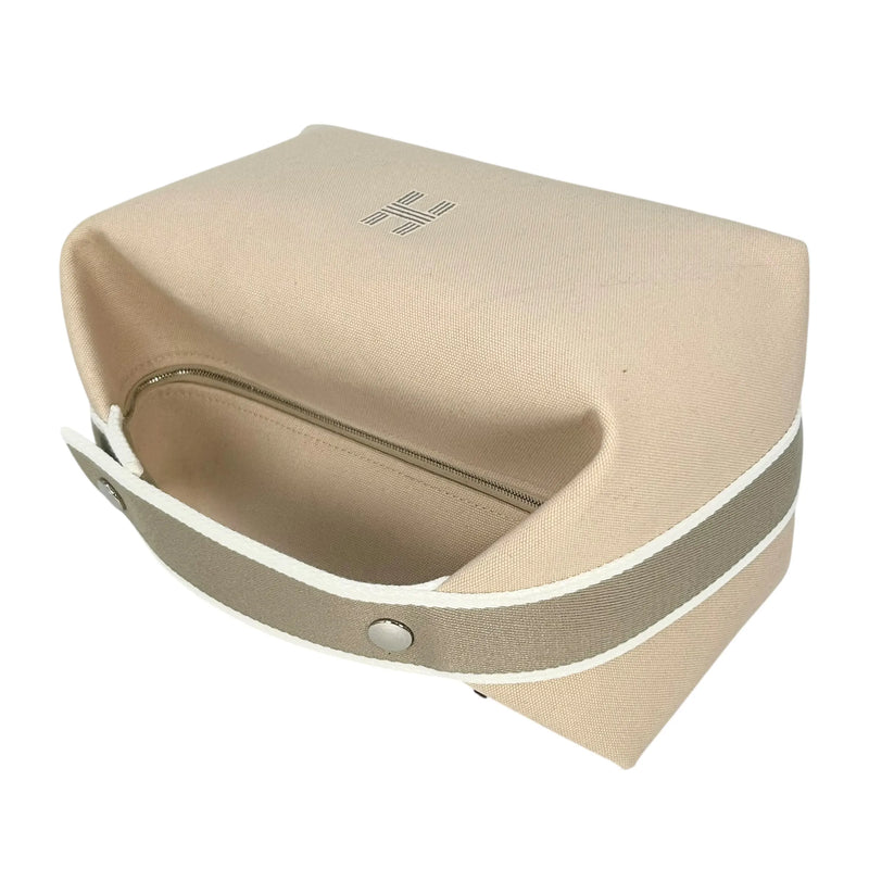 HERMES Bridesmaid Black GM Cotton Canvas Pouch - Beige